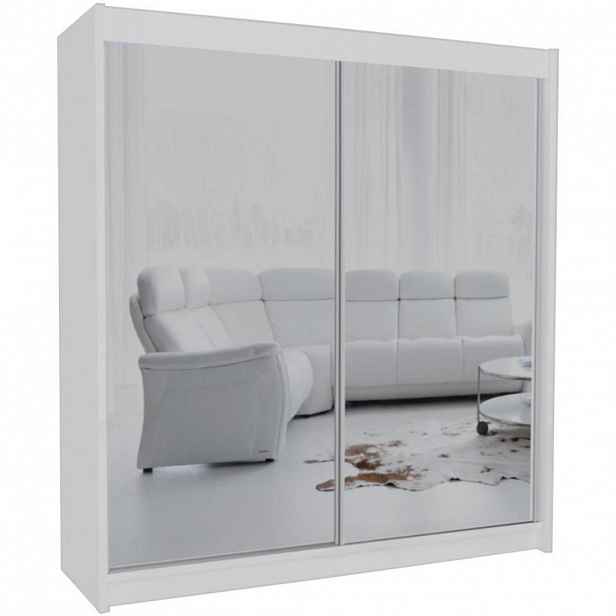 Beautysofa SKŘÍŇ s posuvnými dveřmi Debra 200/216/61 bílá se zrcadlem