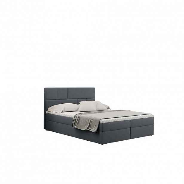 Kaiser Möbel KONTINENTÁLNÍ POSTEL s úložným prostorem a matrací BALI tkanina Mat Velvet Šedá 120x200 cm H2-Pocket