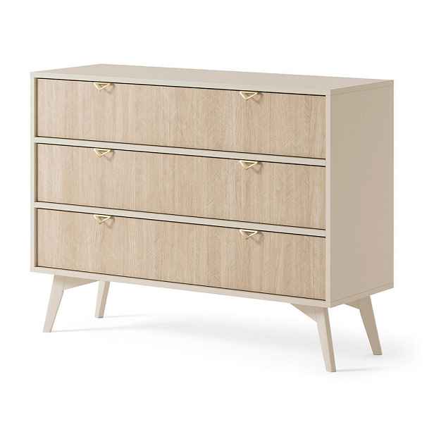 MASSENO KOMODA FORESTA, 106/80/38 cm se 3 zásuvkami, béžová