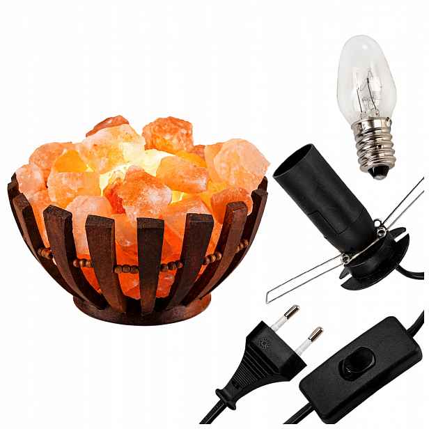Solná lampa Miska Dřevěná jako dárek k psacímu stolu noční lampa do ložnice