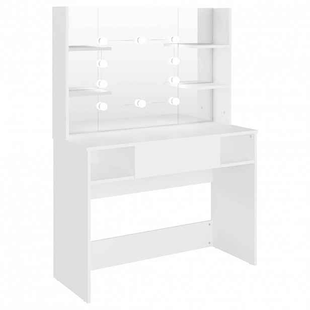 vidaXL Kosmetický stolek s LED světly 100 x 40 x 135 cm MDF bílý