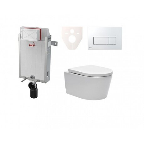 Závěsný set WC SAT Brevis, nádržka Alcaplast Renovmodul, tlačítko CR lesk SIKOAW8