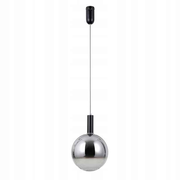 Italux Závěsná lampa Strela černá matná, skleněná koule Ø25 cm Led 5W