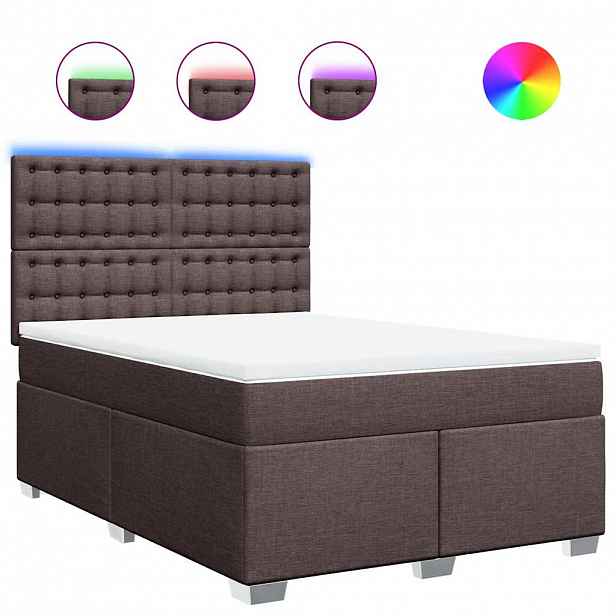 vidaXL Box spring postel s matrací tmavě hnědá 140x190 cm textil