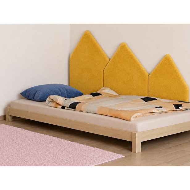 Čalouněný panel na zeď HORY z látky VELVET - levá strana Zvolte barvu: Žlutá, Zvolte rozměr: 90x200 cm, Uchycení na zeď: Se samolepícím suchým zipem
