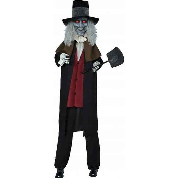 Interaktivní Temný Hrobník S Lopatou Světlo Zvuk Pohyb 230 CM Halloween