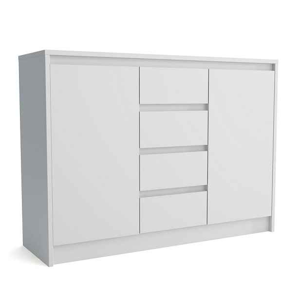 MASSENO KOMODA ASTORRE, 113/82/35 cm se 4 zásuvkami a 2 dvířky, bílá