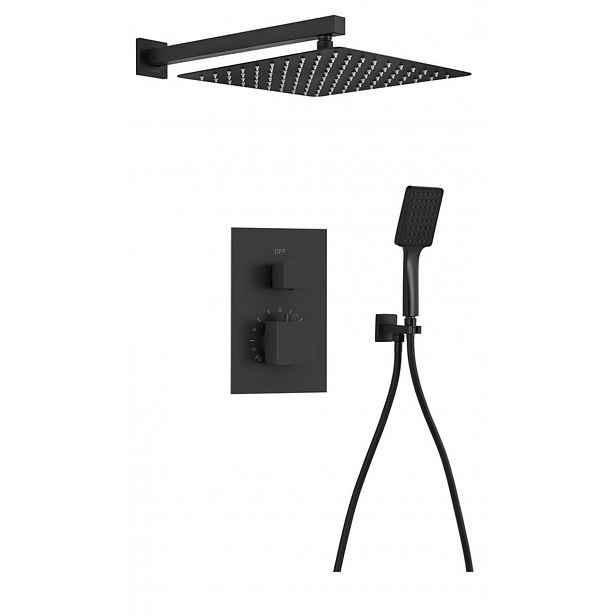 Sapho - Sprchový set s termostatem pod omítku, s tělesem, 30x30 cm, matná černá 1102-32B-21