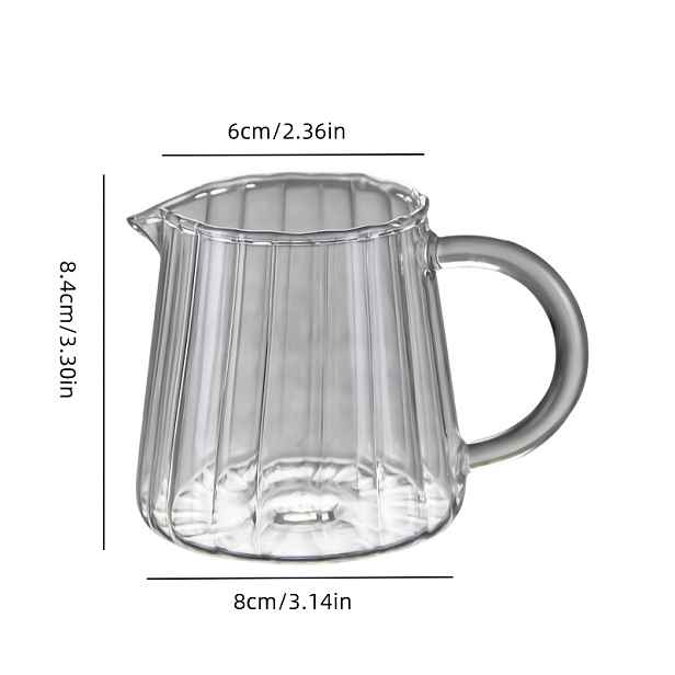 TEMU 1 ks 250ml Vysokoborokřemičité Sklo Vertikální Žebrovaná Rukojeť Průhledný Hrnek na Kávu, Minimalistický Jednovrstvý Skleněný Hrnek pro Domácí