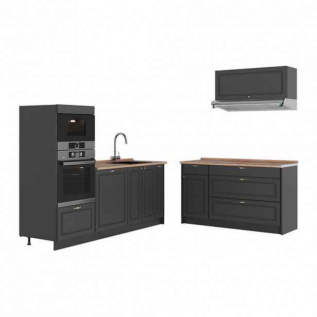 Vicco KUCHYNĚ Fame-Line, Anthrazit-Gold Landhaus/Antracit, 340 cm, PD Dub