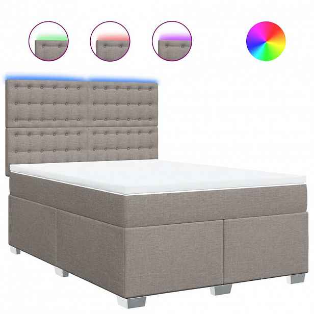 vidaXL Box spring postel s matrací taupe 140x190 cm textil
