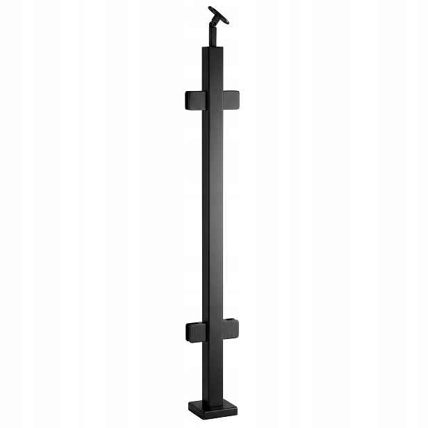 Průchozí sloupek pro skleněné zábradlí 110 cm Černý 40x40 mm Loft
