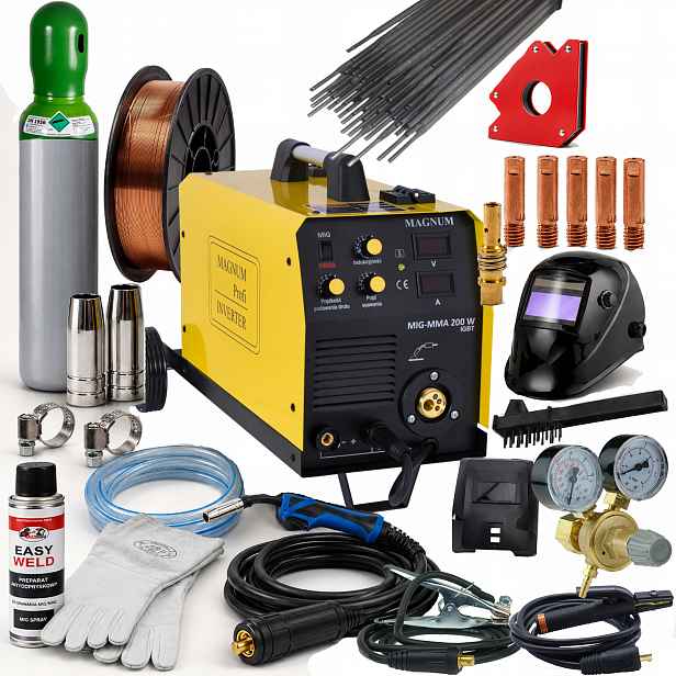 Svařovač Migomat Magnum 200w 200a poloautomatický svařovací set 1