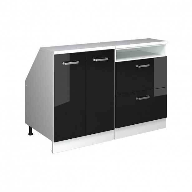 Vicco SADA SKŘÍNÍ PRO ŠIKMOU STŘECHU Rion Černý vysoký lesk 120 cm Sada 2 korpusů skříně hloubka 60 cm
