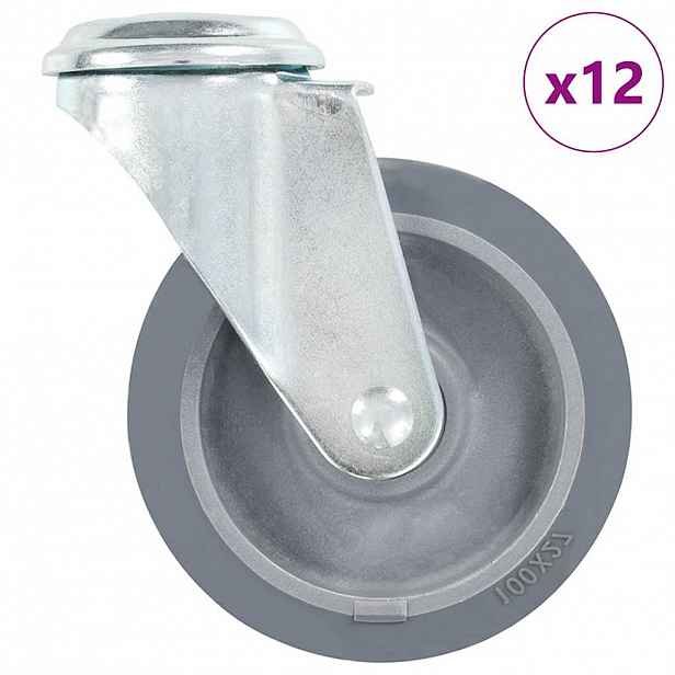 vidaXL 12 ks otočná kolečka s otvorem pro šroub 100 mm