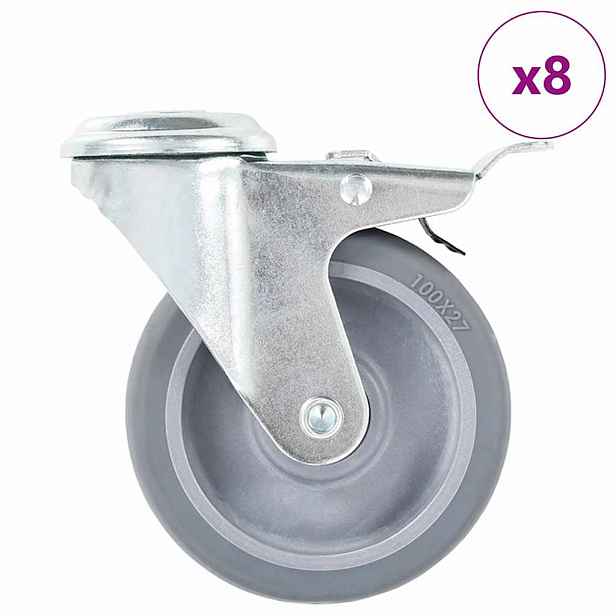 vidaXL 8 ks otočná kolečka s otvorem pro šroub 100 mm