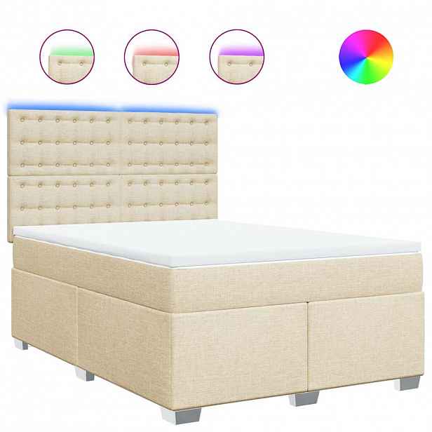 vidaXL Box spring postel s matrací krémová 140x190 cm textil