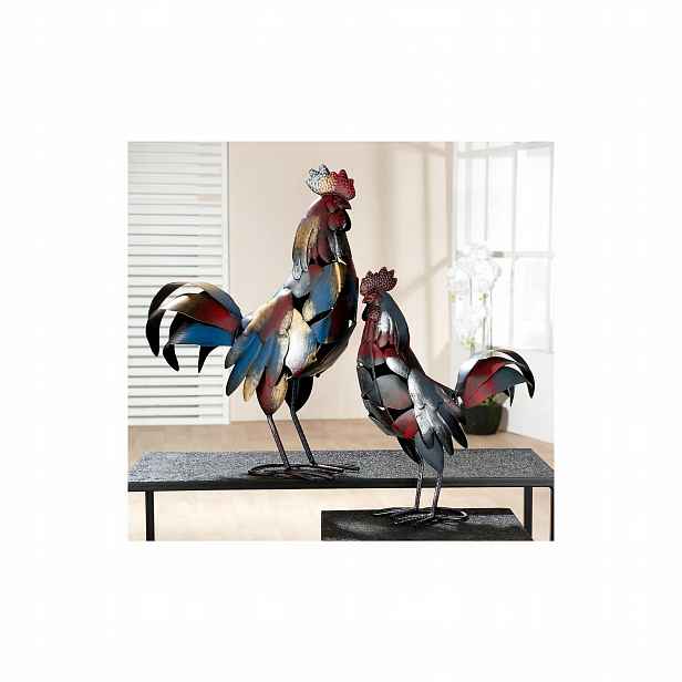 Dekorace Kohout Otto, červenomodrý, 50 cm