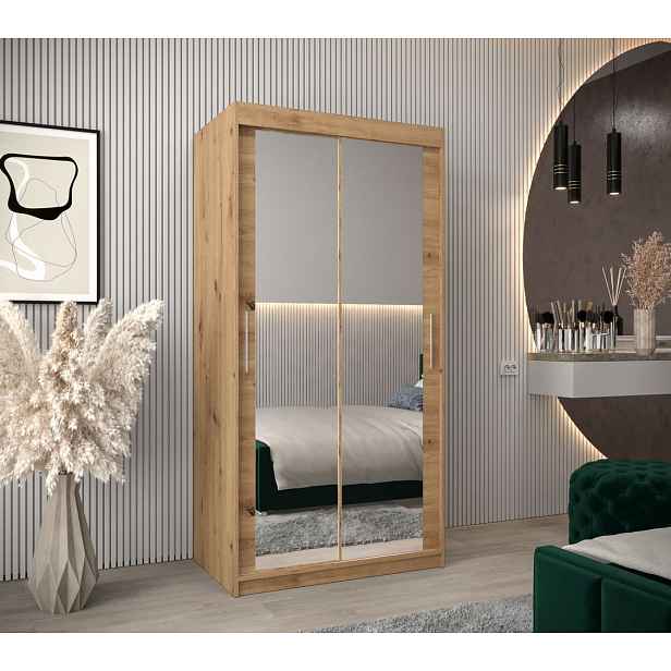 Skříň s posuvnými dveřmi v šířce 100 cm TIMEA 3 - dub artisan