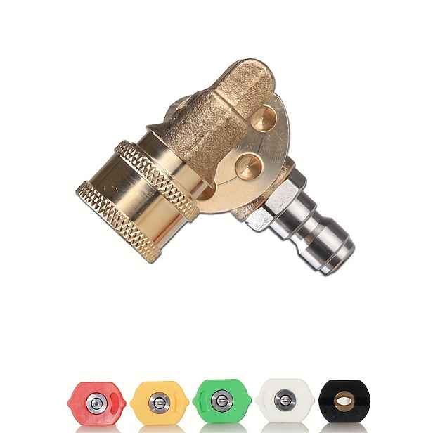 TEMU 6ks Sada Rotačních Spojek pro Vysokotlaké Čističe s 5 Tryskami a 5 Úhlově Nastavitelnými Rychlospojkami, Kompatibilní s 1/4 Palce, MAX 4500PSI,