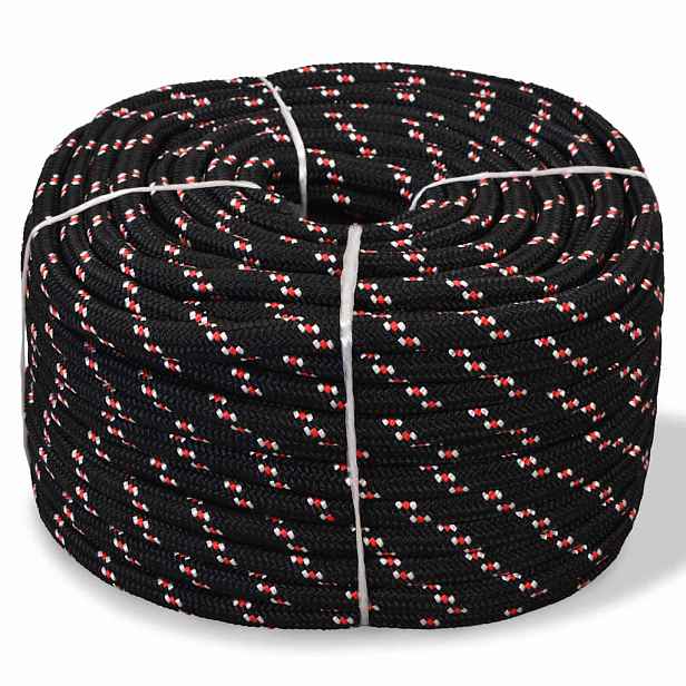 vidaXL Námořní lodní lano z polypropylenu 16 mm 250 m černé
