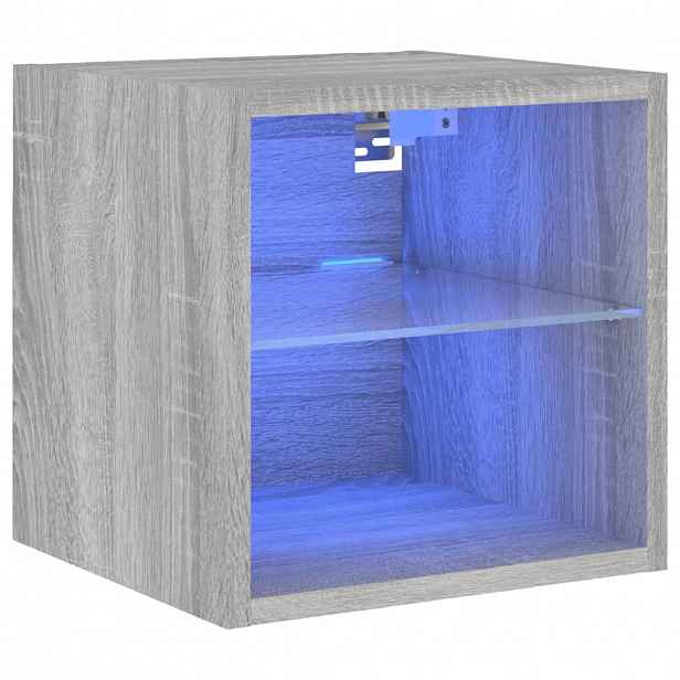 vidaXL Nástěnná TV skříňka s LED osvětlením šedá sonoma 30x28,5x30 cm