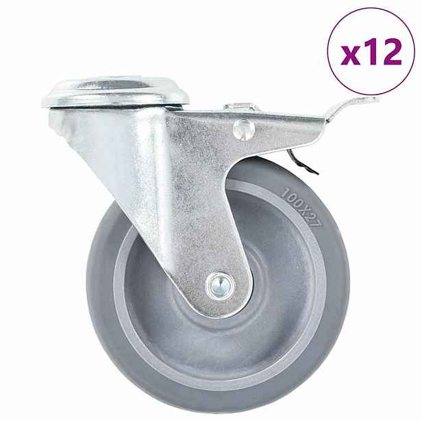 vidaXL 12 ks otočná kolečka s otvorem pro šroub 100 mm