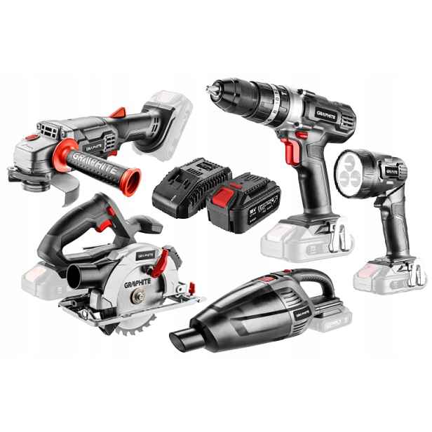 Graphite Sada Elektrického Nářadí Energy+ 18V Bruska Šroubovák Pila 4AH
