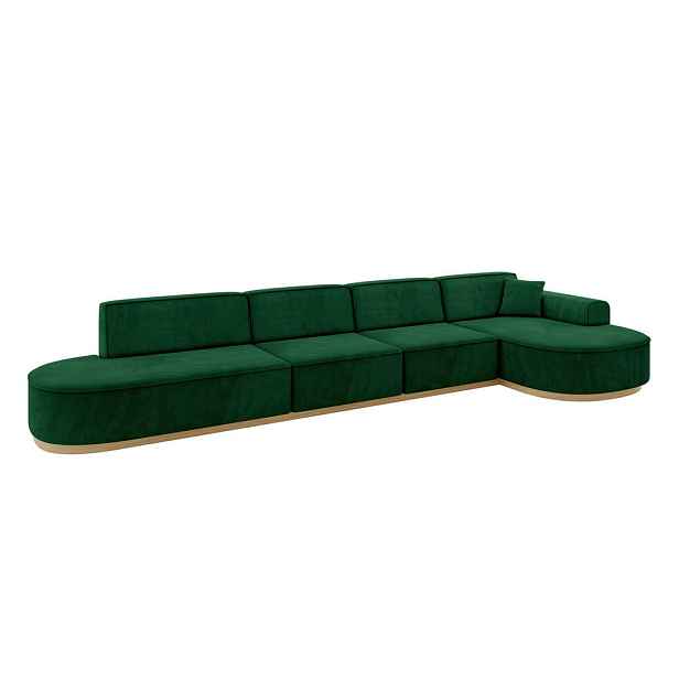ALTDECOR ROHOVÁ SEDAČKA s otomanem, pravá MARI-L3-v2 413x171x83 Zelená Velur