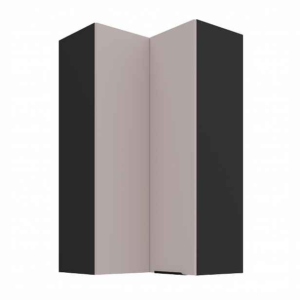 Horní rohová skříňka Arona 60x60 GN-108 2F (90°) Barva korpusu: Černá, Barva dvířek: Kašmír