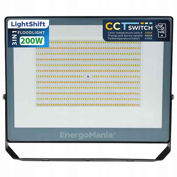 Led reflektor LightShift Cct 200W 27000 lm 3v1 teplý, neutrální, studený