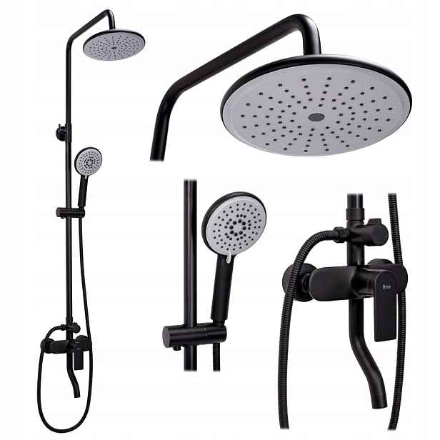 Sprchový set s baterií 150mm Verso černá (REA-P9145) /sm/