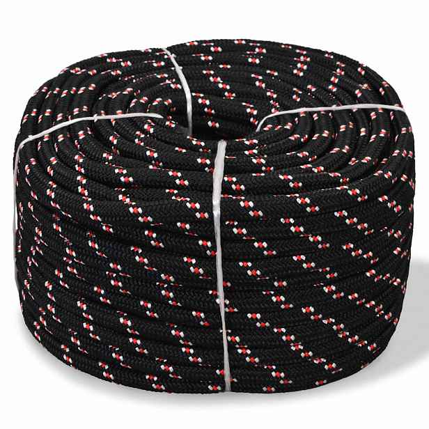 vidaXL Námořní lodní lano z polypropylenu 18 mm 50 m černé