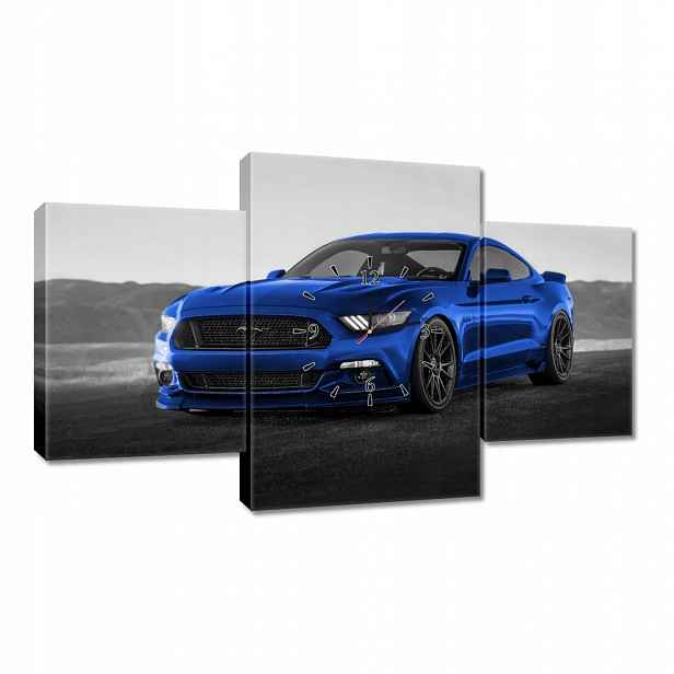 Nástěnné hodiny 100x60 Modré Ford Mustang