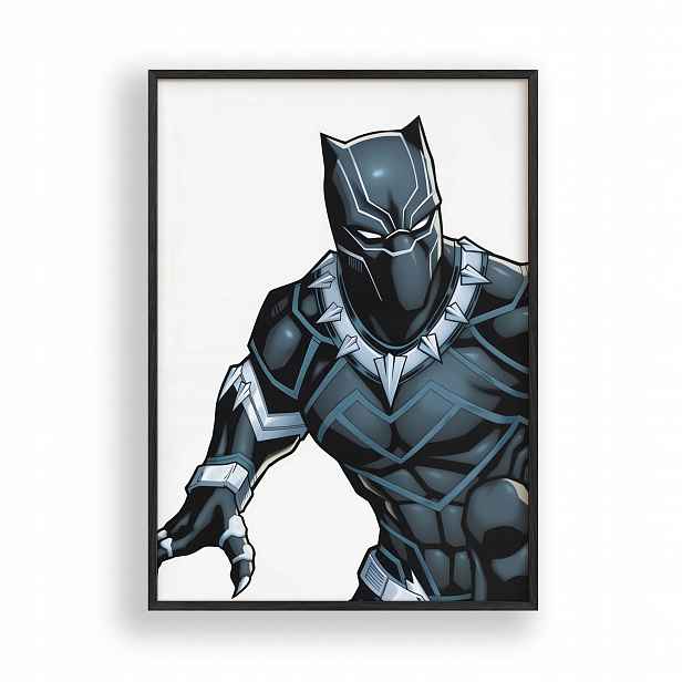 Plakát s motivem Černého pantera s Avengers v černém dřevěném Rámeček 30x42 cm
