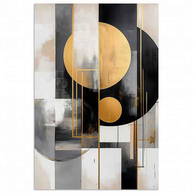 MuchoWow PLAKÁT Abstraktní - Zlato - Stříbro - Tvary - Estetické - Moderní 80x120 cm