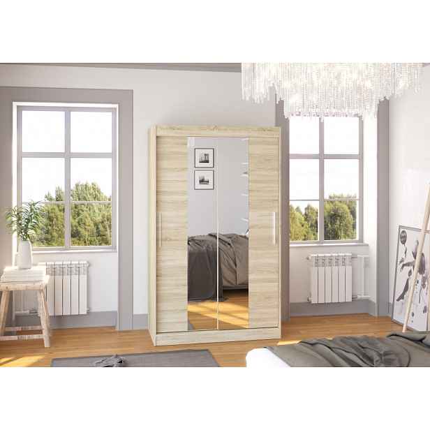 Šatní skříň se zrcadlem 120 cm HABRA - dub sonoma