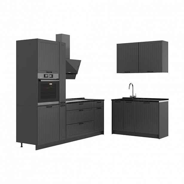 Vicco KUCHYNĚ Fame-Line, Tmavě šedá/Antracit, 220 x 120 cm bez pracovní desky