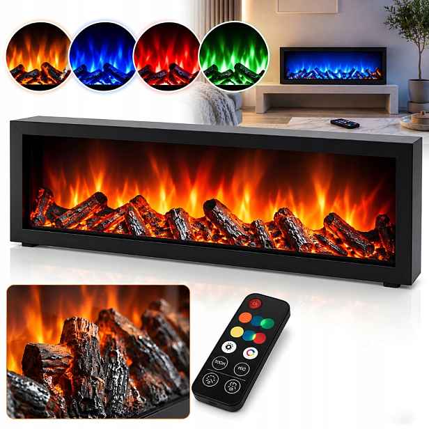 Elektrický krb Led 60 cm dálkové ovládání Usb baterie barevný plamen