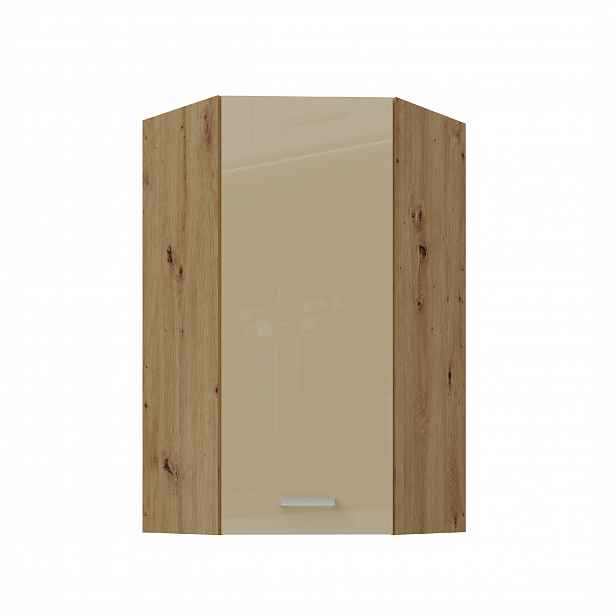 Horní rohová skříňka Artisan 60x60 GN-108 1F (45°) Barva korpusu: Dub artisan, Barva dvířek: Cappucino lesk