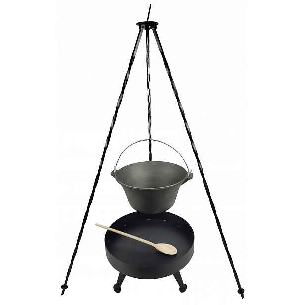 Litinový kotlík 8 L Palenisko 40 cm Trojnožka 120 cm na táborák guláš