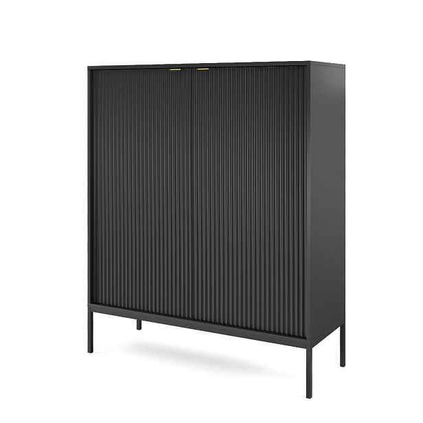 MASSENO VYSOKÁ KOMODA STELLARE, 104/125/39 cm s 2 dvířky, černá