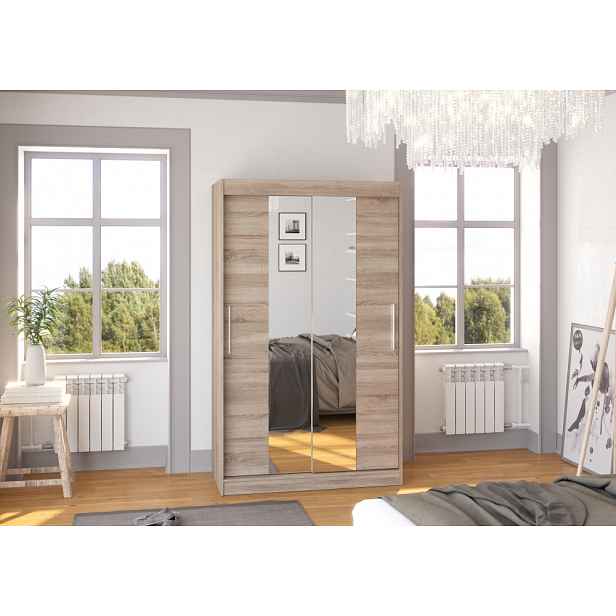 Šatní skříň se zrcadlem 120 cm HABRA - béžová