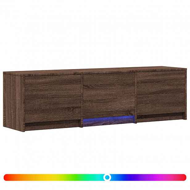 vidaXL TV skříň s LED 140 x 34 x 40 cm Hnědý dub Dřevěný materiál