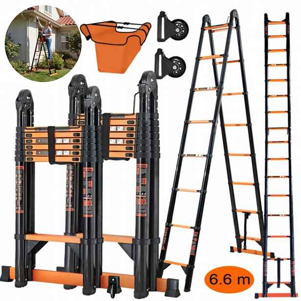 Výsuvný Teleskopický Skládací Žebřík 6,6 m 150 kg