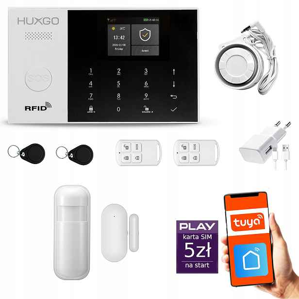 Bezdrátový alarm WiFi Gsm 4G, Tuya, alarmová sada Huxgo HXA005 R1PS