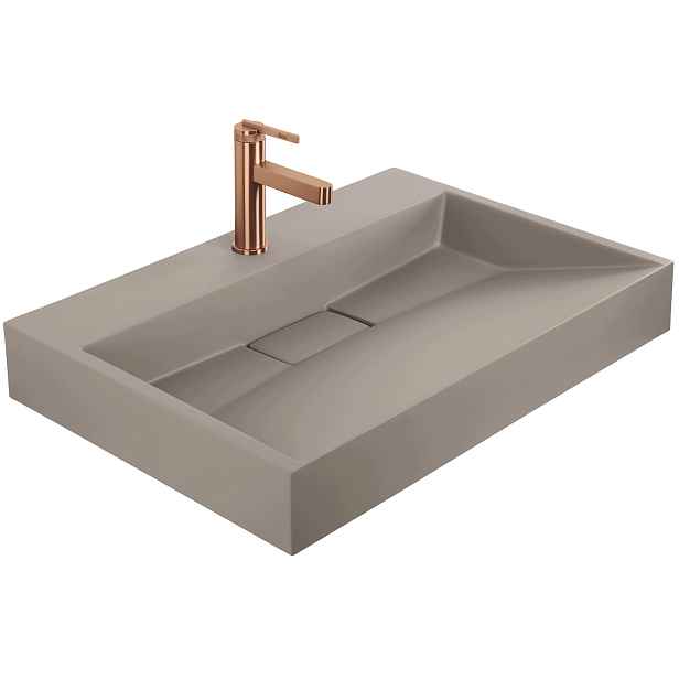 Umyvadlo Na Desku Nástěnné Béžové Obdélníkové 70 CM Velké Rea Goya Taupe