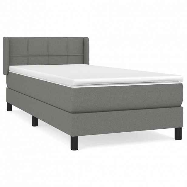 vidaXL Box spring postel s matrací tmavě šedá 80 x 200 cm textil