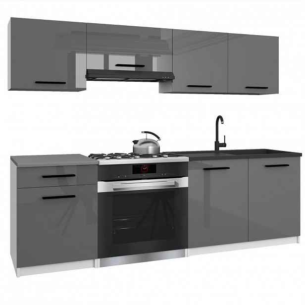 B BELINI GROUP KUCHYŇSKÁ LINKA Italia 1 180 cm, s pracovními deskami, Šedá lesklá