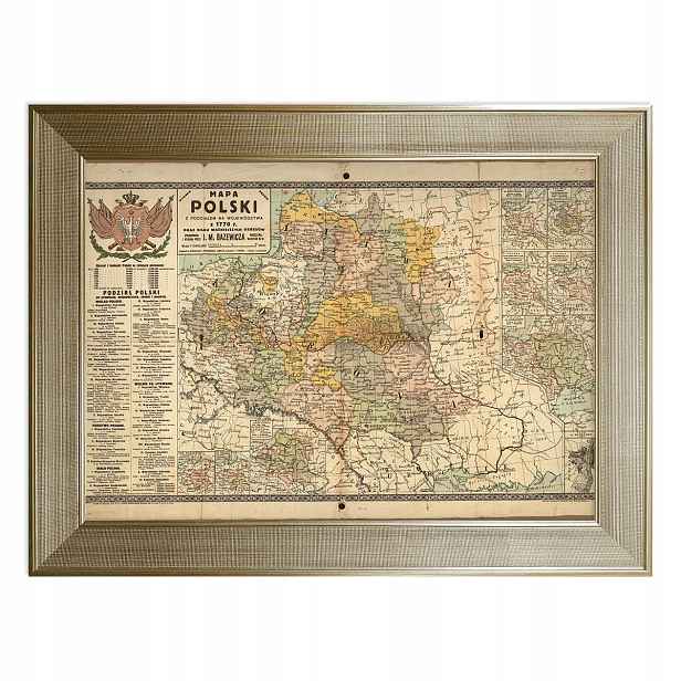 Mapa Polský roku 1770 Bazewicz zlatá vazba